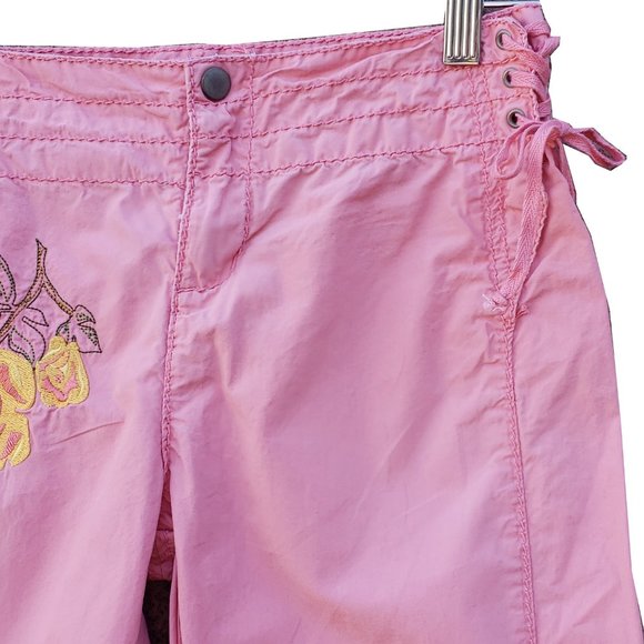 Da Nang Pants pink  Side Lace/Floral Embroidery Low Rise Small cargo vibe - Picture 3 of 10